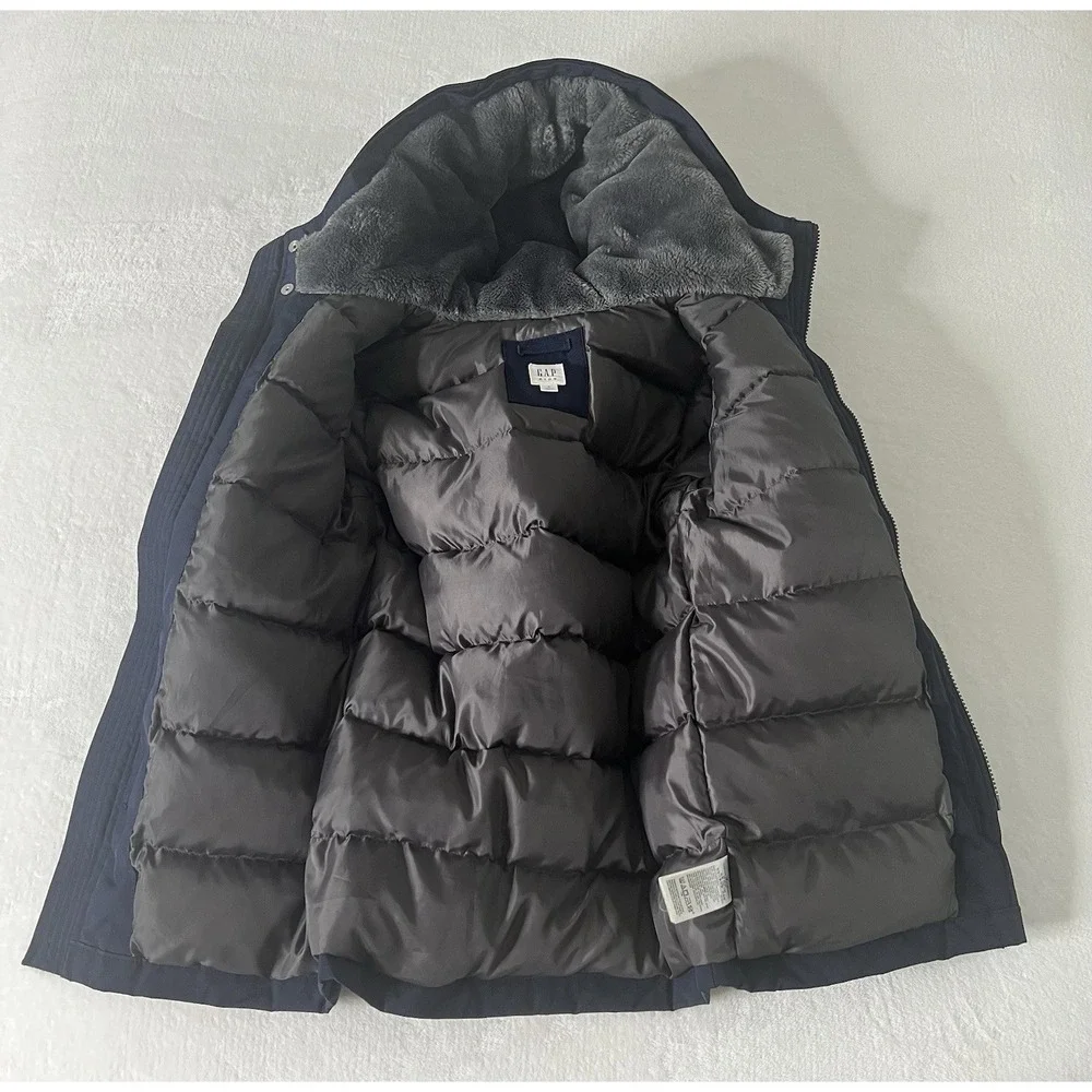 GAP‎ Kids Unisex ColdControl Max Parka Navy Blue Insulated Cozy Fleece Pockets M